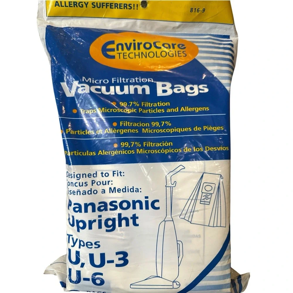 EnviroCare Panasonic Vacuum Bags Type U U-3 U-6 816-9 Micro Filtration 9 Pack